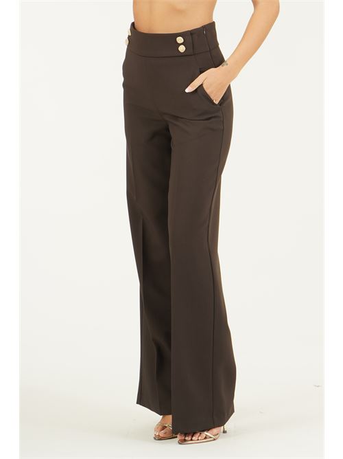 Pantalone palazzo in cady elastico GM by Gai Mattiolo | GM4321MORO